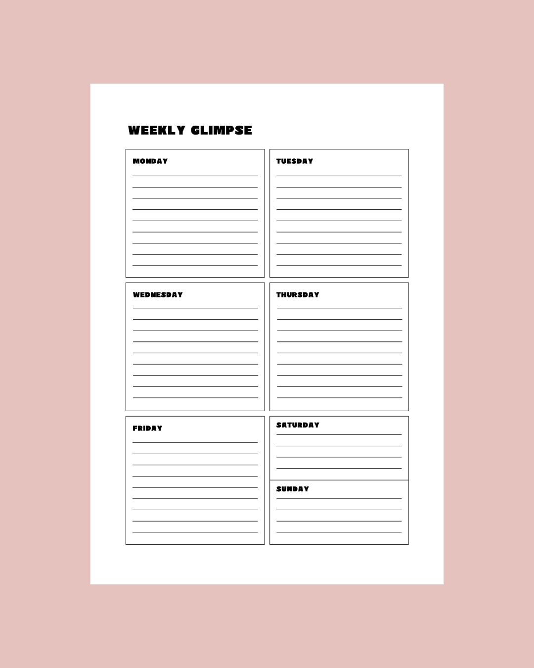 Weekly Glimpse Notepad (PRE ORDER SHIPS WEDNESDAY 8/26)